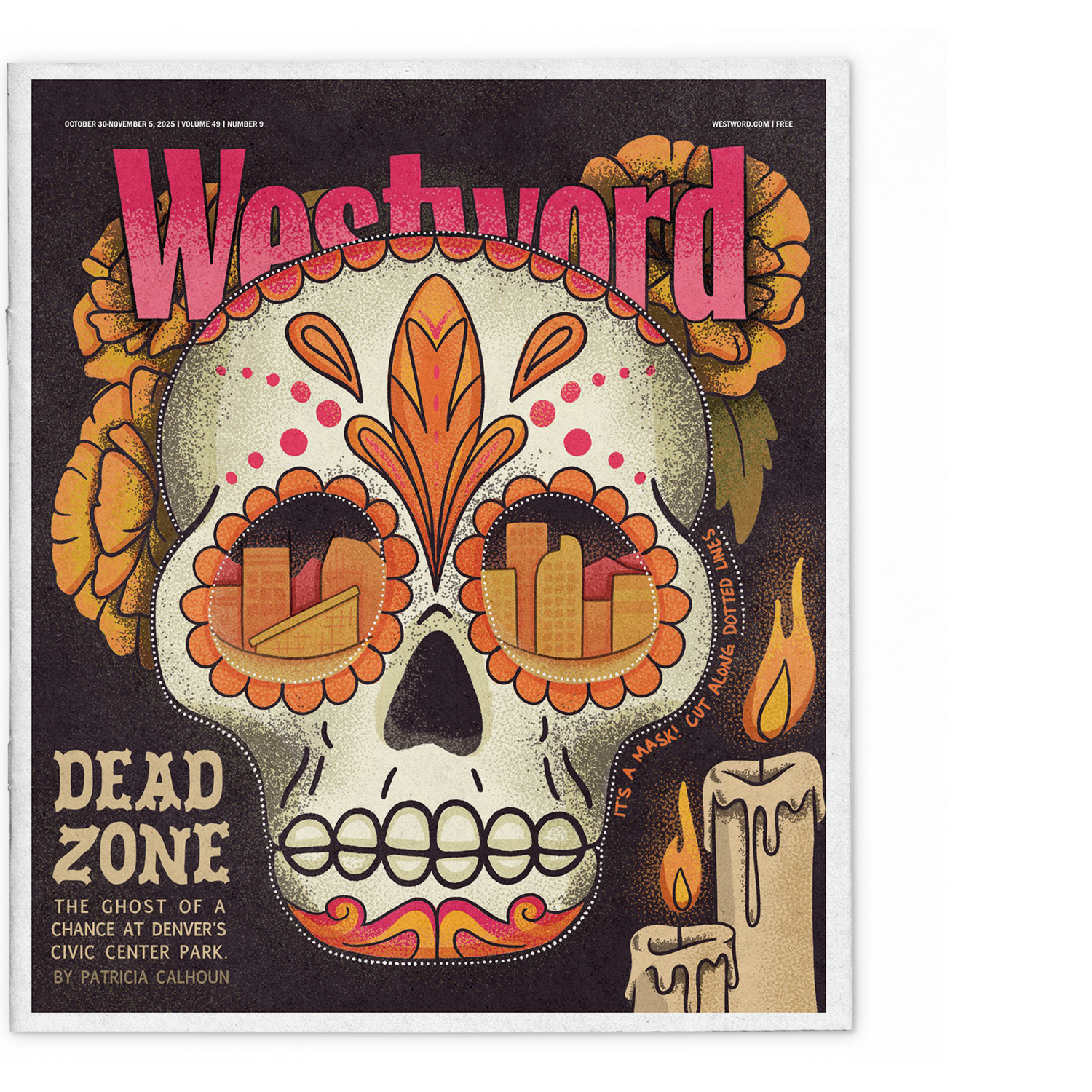 Graphic depicting a hexagonal cropped photo of an interior room design with grid lines along its borders.