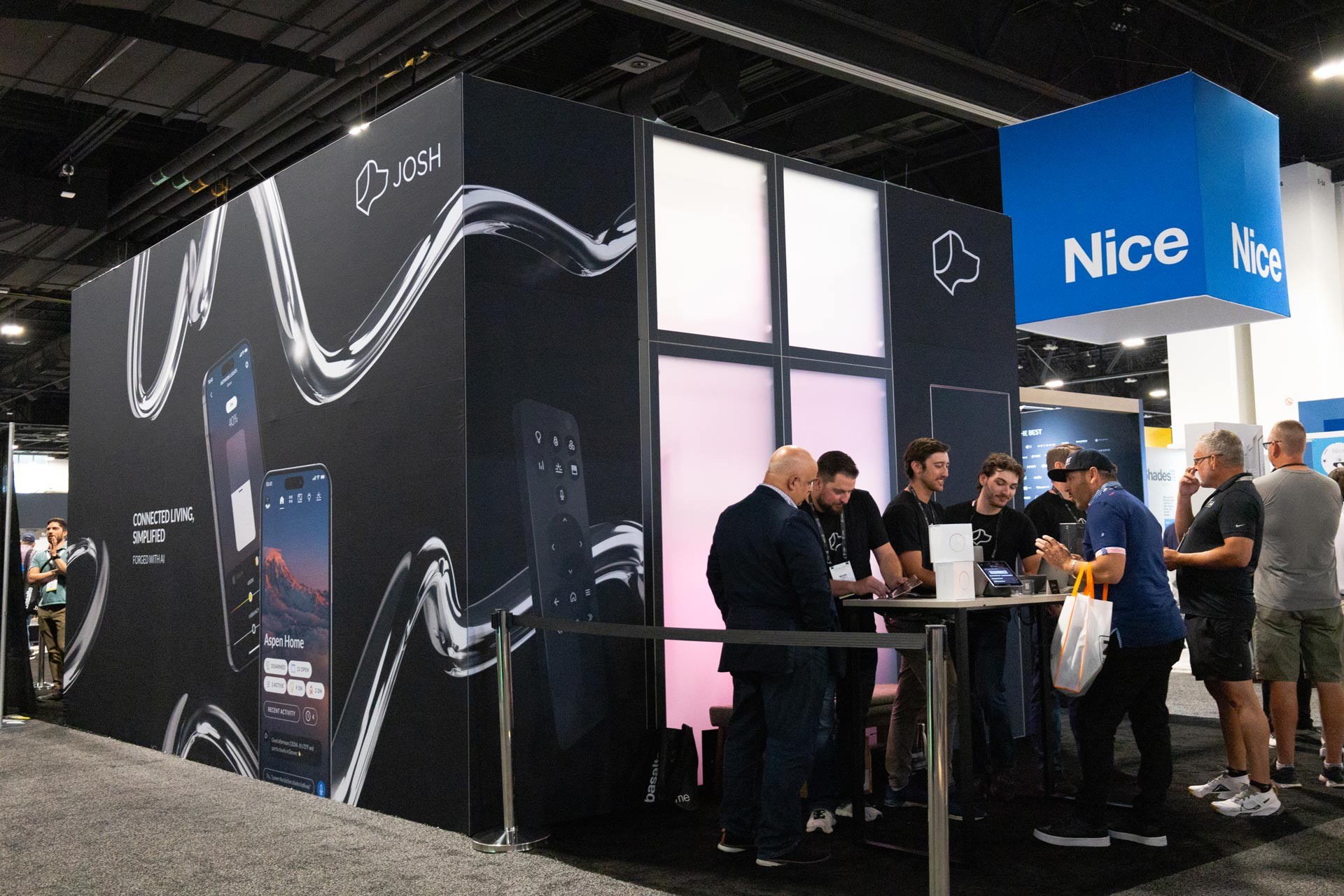 Anders brand wordmark in white placed on top of an image of a modern interior design.