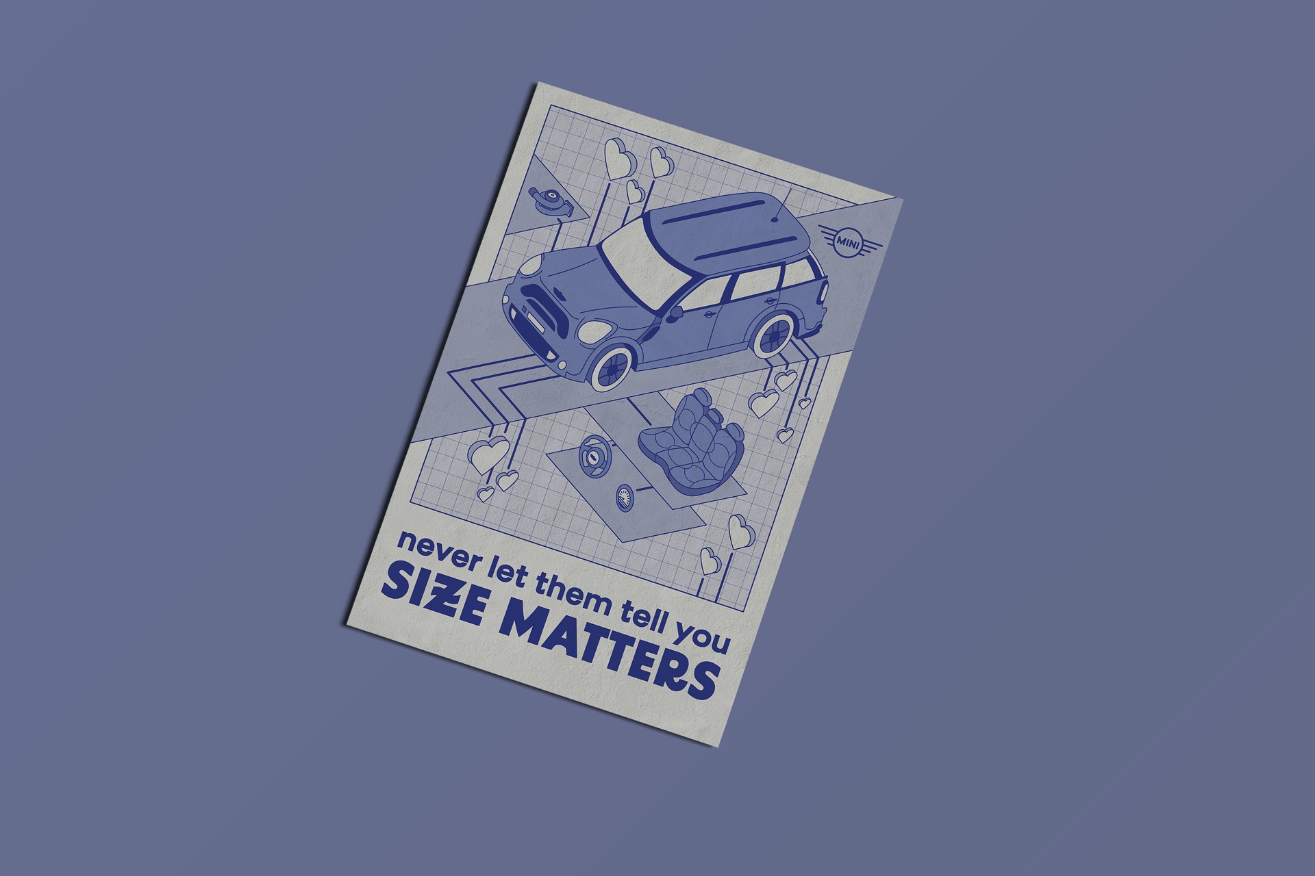 Graphic depicting a hexagonal cropped photo of an interior room design with grid lines along its borders.